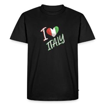 I Love Italy Italie drapeau coeur - T-shirt Premium bio Homme - noir - Devant - Nico (187cm)