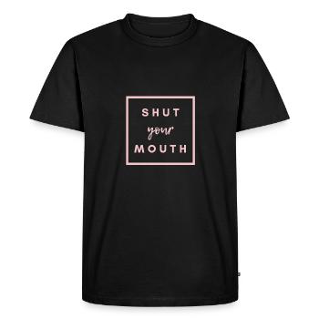 SHUT YOUR MOUTH - T-shirt Premium bio Homme - noir - Devant - Nico (187cm)