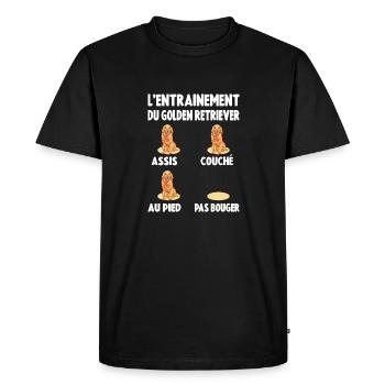 Éducation Chien Entraînement Du Golden Retriever - T-shirt Premium bio Homme - noir - Devant - Nico (187cm)