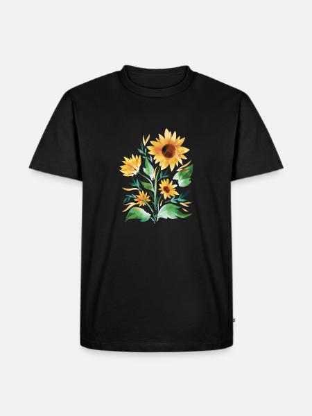 Sonnenblumen handgemalt - Männer Premium Bio T-Shirt - Schwarz