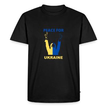 PAIX POUR L’UKRAINE - T-shirt Premium bio Homme - noir - Devant - Nico (187cm)