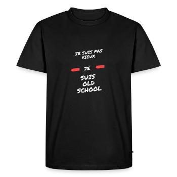 Je suis pas vieux. Je suis old school - T-shirt Premium bio Homme - noir - Devant - Nico (187cm)