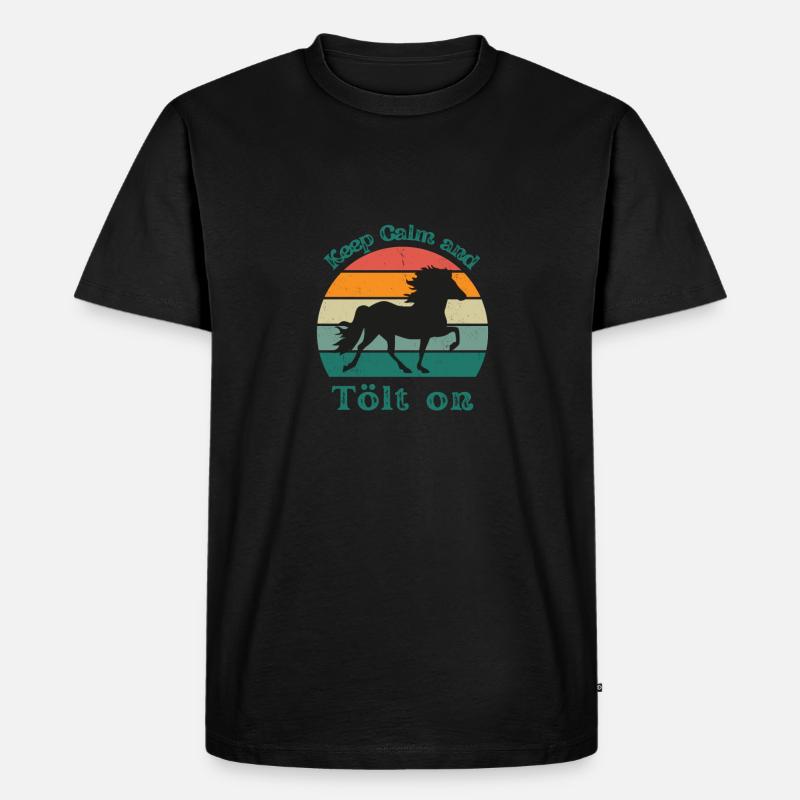 Keep Calm and Tölt on - Männer Premium Bio T-Shirt - Schwarz