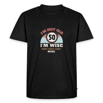 50e anniversaire Je ne suis pas vieux je suis sage - T-shirt Premium bio Homme - noir - Devant - Nico (187cm)