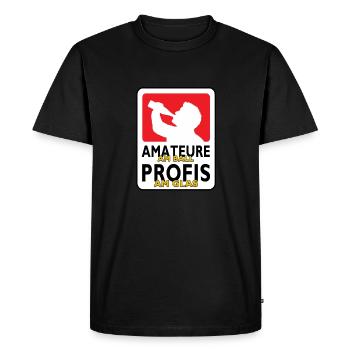 PROFIS am Glas / Kreisliga und Kreisklasse - Männer Premium Bio T-Shirt - Schwarz - Vorne - Nico (187cm)