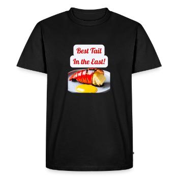 Funny Lobster design "Best Tail in The East!" - Men's Premium Organic T-Shirt - black - Front - Nico (187cm)