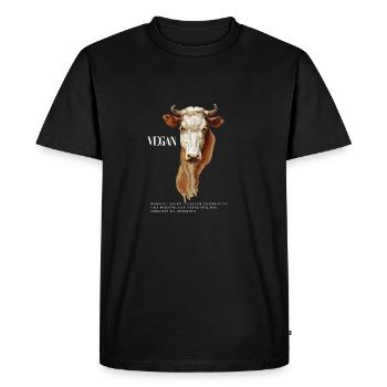 Vache végétalienne - T-shirt Premium bio Homme - noir - Devant - Nico (187cm)