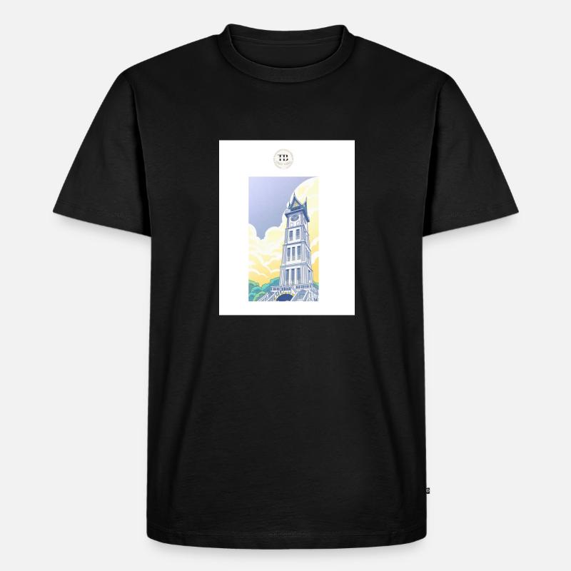 Blue Clock L - Männer Premium Bio T-Shirt - Schwarz