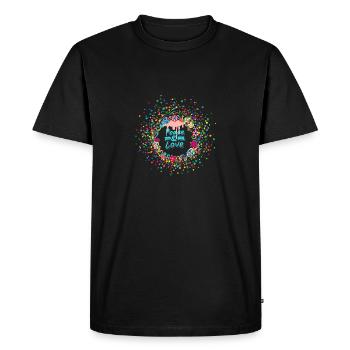 Happiness - Men's Premium Organic T-Shirt - black - Front - Nico (187cm)