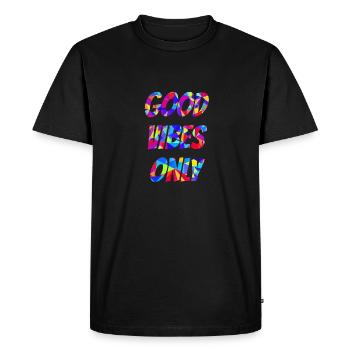 Embrace Good Vibes: Get Your Colorful Shirt Now! - Men's Premium Organic T-Shirt - black - Front - Nico (187cm)