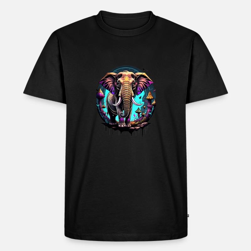 Graffiti Elefant - Männer Premium Bio T-Shirt - Schwarz