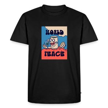 420 World Peace Morning Tea - Men's Premium Organic T-Shirt - black - Front - Nico (187cm)