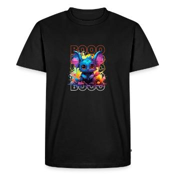 Chibi Flap & Booo! T-shirt chauve-souris ludique ! - T-shirt Premium bio Homme - noir - Devant - Nico (187cm)