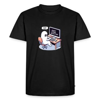 TYPAGE FANTÔME DÉTECTÉ ! -Hein? - T-shirt Premium bio Homme - noir - Devant - Nico (187cm)