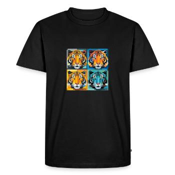 Tigre d’illusion d’optique : un op art et l’Art nouveau - T-shirt Premium bio Homme - noir - Devant - Nico (187cm)