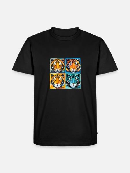 Optical Illusion Tiger: An Op Art and Art Nouveau - Men's Premium Organic T-Shirt - black