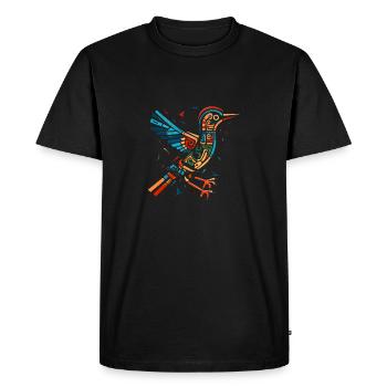 Bird Whimsy: Colorful pop art Inspired Tee - Men's Premium Organic T-Shirt - black - Front - Nico (187cm)