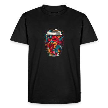 Urban Coffee Scene pop art design - Men's Premium Organic T-Shirt - black - Front - Nico (187cm)