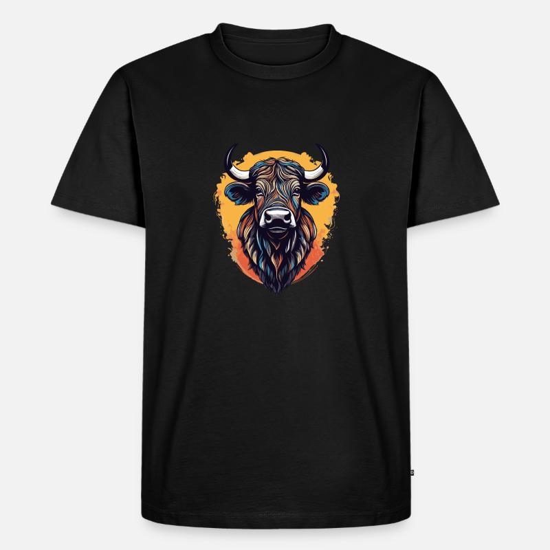Kaffernbüffel - Männer Premium Bio T-Shirt - Schwarz