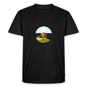 Dog Shirt, Dog Walk, Vizsla, Trending, Modern, Dog - Men's Premium Organic T-Shirt - black - Front - Nico (187cm)