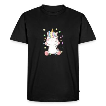 Licorne heureuse - T-shirt Premium bio Homme - noir - Devant - Nico (187cm)