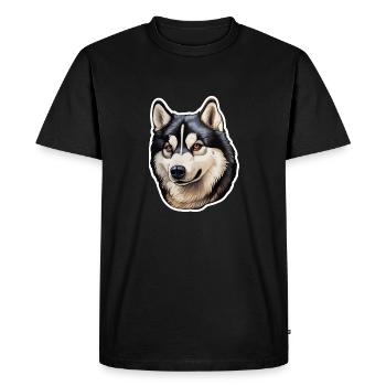Siberian Husky Head - Men's Premium Organic T-Shirt - black - Front - Nico (187cm)