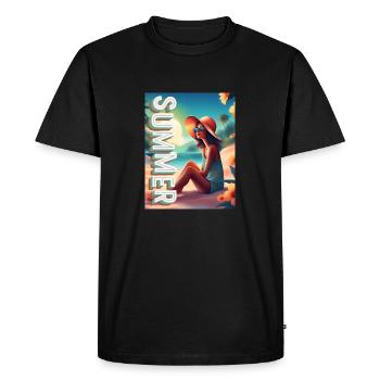 Buzzer - Men's Premium Organic T-Shirt - black - Front - Nico (187cm)