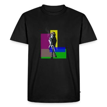 Urban Chic : fille inspirée de Banksy - T-shirt Premium bio Homme - noir - Devant - Nico (187cm)