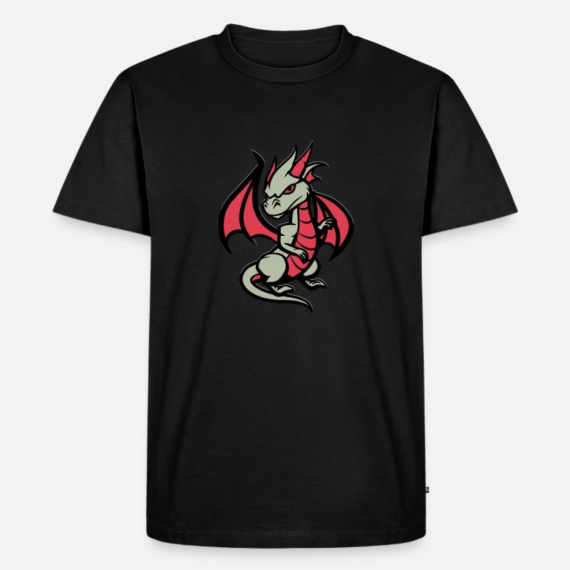 drache comic - Männer Premium Bio T-Shirt - Schwarz