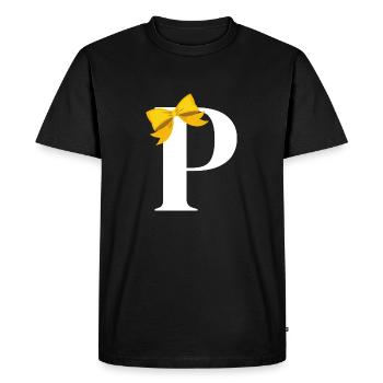 Letter p yellow bow - Men's Premium Organic T-Shirt - black - Front - Nico (187cm)