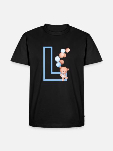 Blue Letter L Bear - Men's Premium Organic T-Shirt - black