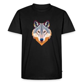 Striking Gray Wolf Head with Vibrant Eyes - Men's Premium Organic T-Shirt - black - Front - Nico (187cm)