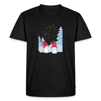 Sweet Winter Cats Love - Amour des chats dans la neige - T-shirt Premium bio Homme - noir - Devant - Nico (187cm)