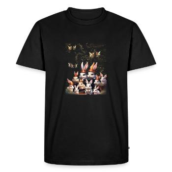 Bunnies and fairies - Men's Premium Organic T-Shirt - black - Front - Nico (187cm)