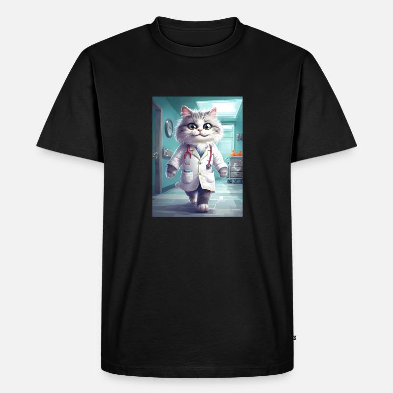 Arzt Katze Beruf Geschenk - Männer Premium Bio T-Shirt - Schwarz
