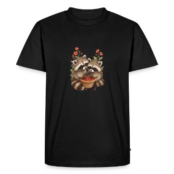 Adorable Ratons Laveurs et Baies - T-shirt Premium bio Homme - noir - Devant - Nico (187cm)