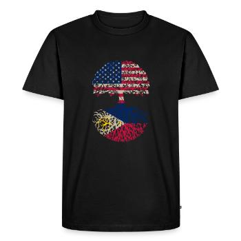 Made in America with Filipino roots - - Men's Premium Organic T-Shirt - black - Front - Nico (187cm)
