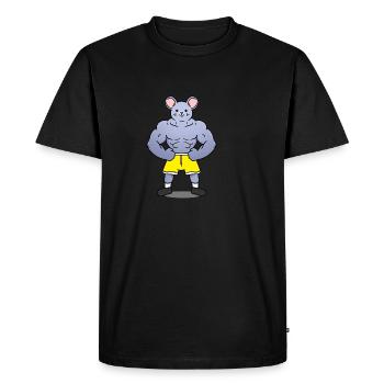 Souris musclée - T-shirt Premium bio Homme - noir - Devant - Nico (187cm)