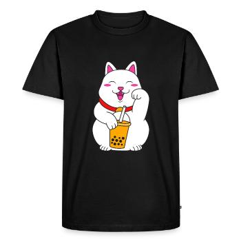 T-shirt Maneki Neko Japan Lucky Charm Boba - T-shirt Premium bio Homme - noir - Devant - Nico (187cm)