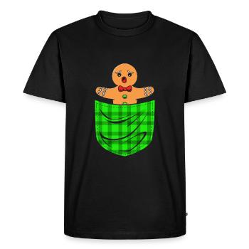 bonhomme en pain d’épice Coeur en pain d’épice Snacking en pain d’épice - T-shirt Premium bio Homme - noir - Devant - Nico (187cm)