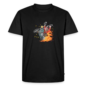 Motorcycle Pirate - Men's Premium Organic T-Shirt - black - Front - Nico (187cm)
