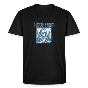 Dieu est grand – Femme en prière, Faith Design - T-shirt Premium bio Homme - noir - Devant - Nico (187cm)