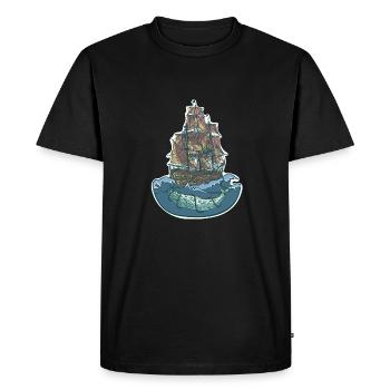 Whale ship - sailing ship - Men's Premium Organic T-Shirt - black - Front - Nico (187cm)