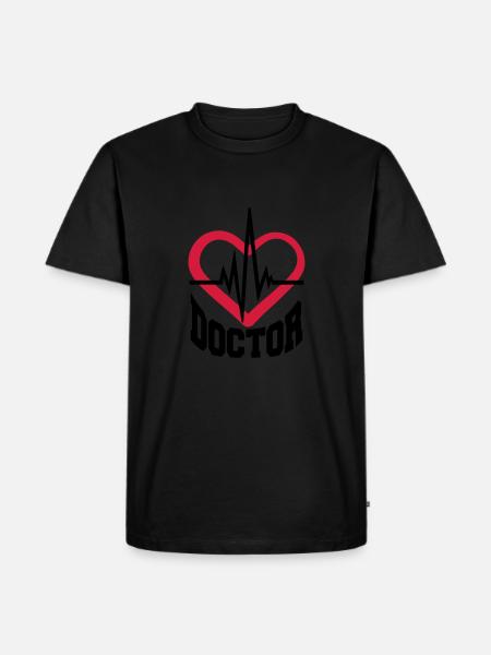 doctor heart stethoscope listen heartbeat pulse ve - Men's Premium Organic T-Shirt - black