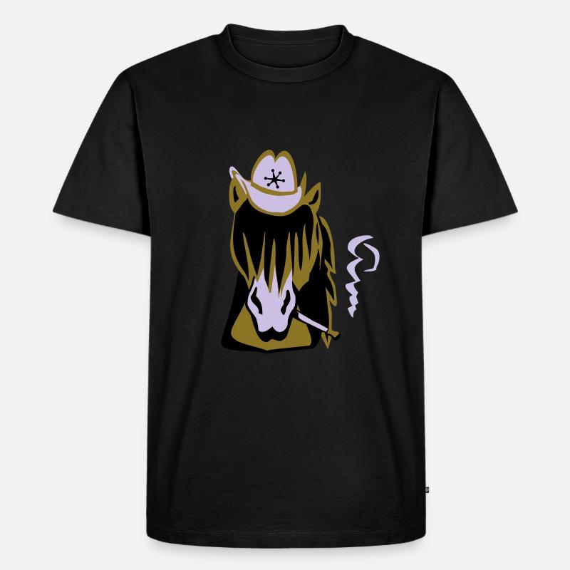 Cowboypferd - Männer Premium Bio T-Shirt - Schwarz