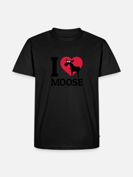 I love Moose - Männer Premium Bio T-Shirt - Schwarz