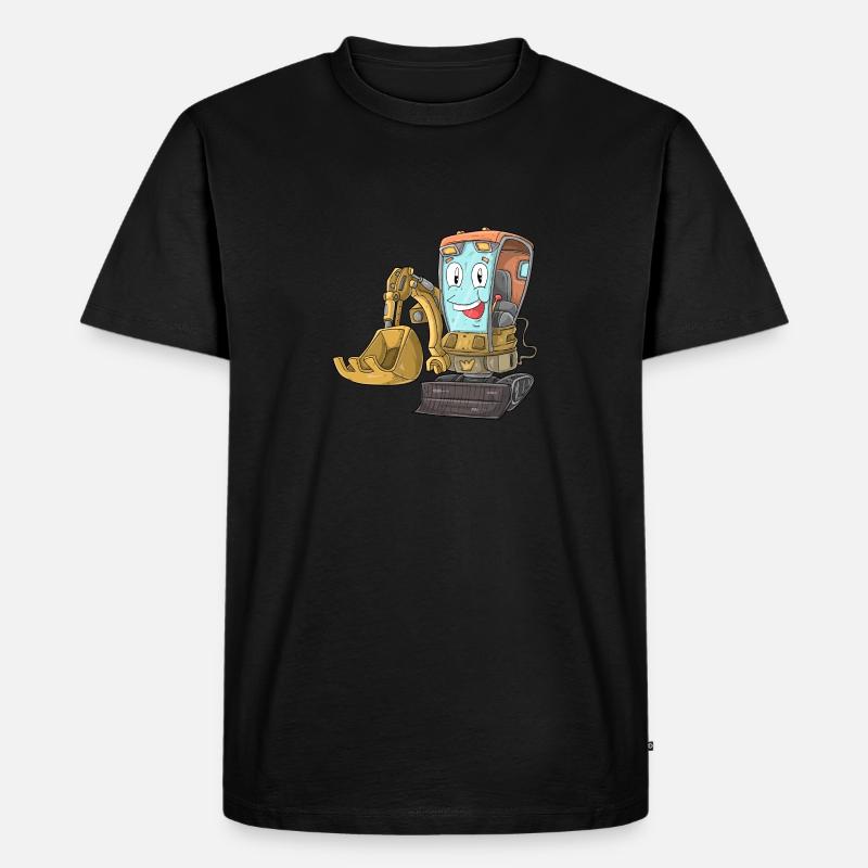 Bagger mit Gesicht - Männer Premium Bio T-Shirt - Schwarz