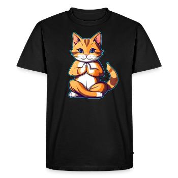 Chat mignon en position de yoga de Bouddha - T-shirt Premium bio Homme - noir - Devant - Nico (187cm)