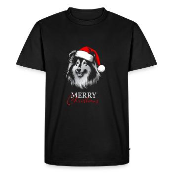 Shetland Sheepdog Merry Christmas, Dog Head - Men's Premium Organic T-Shirt - black - Front - Nico (187cm)