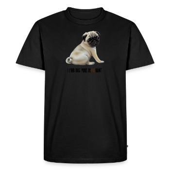 Je trouve chien jeu de mots répugnant t-shirt avec chiot carlin - T-shirt Premium bio Homme - noir - Devant - Nico (187cm)